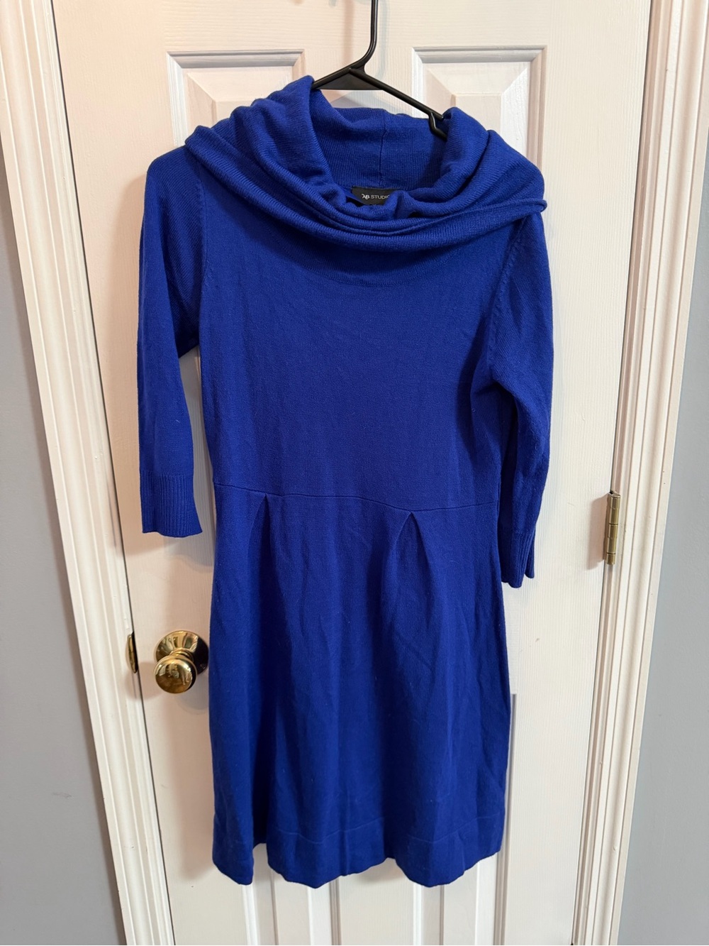 AB Studio Cowl Neck Knit Dress in Cobalt Blue